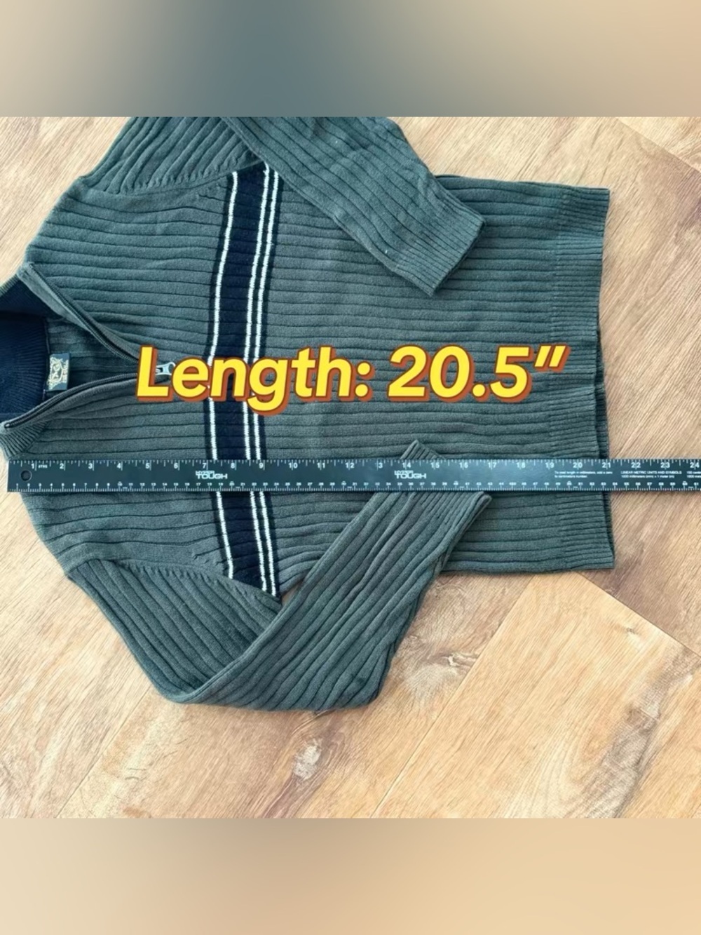 Vtg XG Xtreme Gear Boys S Sweater 1/4 Zip Ribbed Green Blue Stripe Y2K Skater - Picture 11 of 11